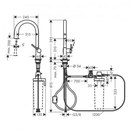 Фото смеситель для кухонной мойки hansgrohe aqittura 76803670