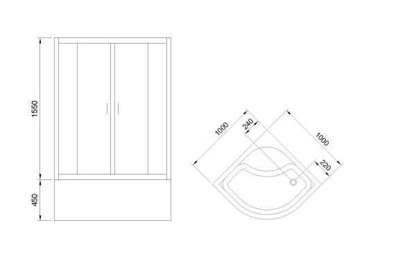 Фото душевое ограждение royal bath bk rb100bk-c-bl 100x100 см