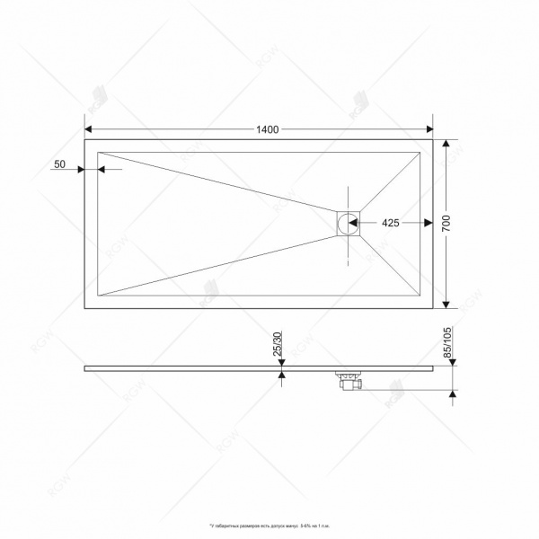 Фото поддон rgw st-w 70x140 см 16152714-01