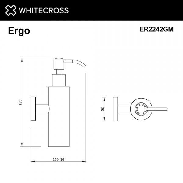 Фото дозаторы для жидкого мыла whitecross ergo er2242gm, цвет: оружейная сталь