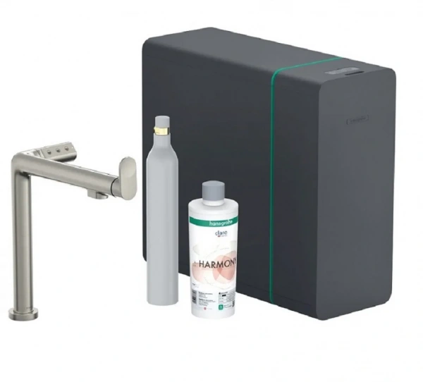 Фото смеситель для кухонной мойки hansgrohe aqittura sodasystem 76810800