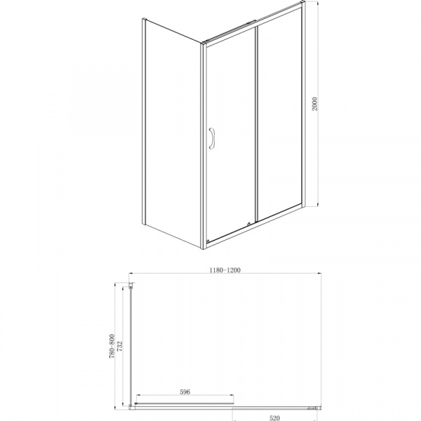 Фото душевое ограждение  azario milton  80x120 см az-nd1131-r 1200 black