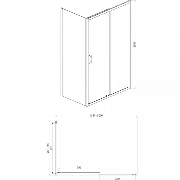Фото душевое ограждение  azario milton  80x120 см az-nd1131-r 1200 black