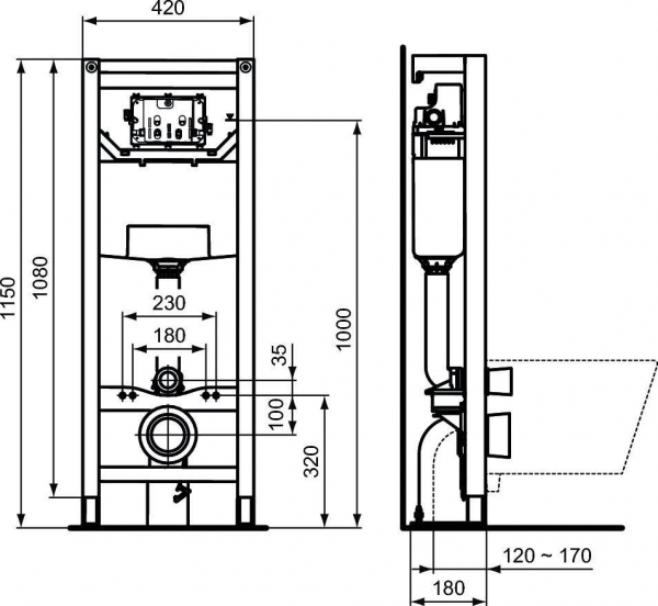 Фото инсталляция для унитаза ideal standard prosys frame 120 m r020467