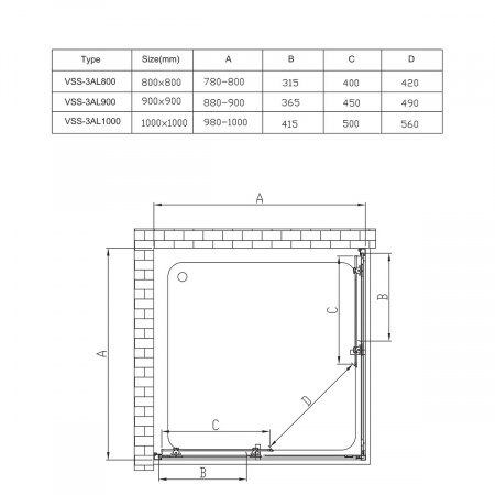 Фото душевое ограждение vincea alpha 80x90 см  vss-3al900cl