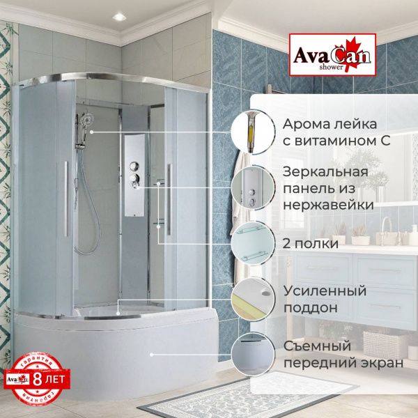 Фото душевая кабина avacan em5812rn 120x80 см без крыши