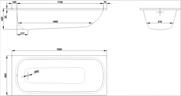 Фото стальная ванна bette form 190x80 см 2951-000adplus