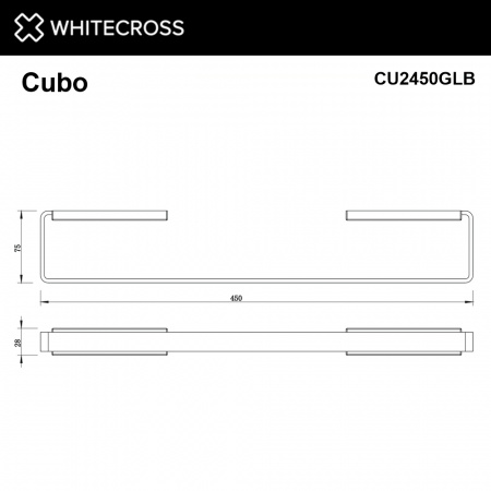 Фото полотенцедержатель 45 см whitecross cubo cu2450glb, цвет: золото брашированное
