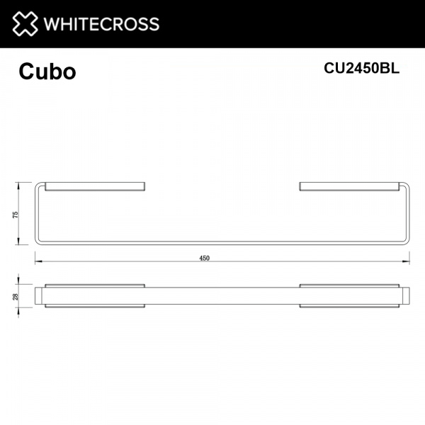 Фото полотенцедержатель 45 см whitecross cubo cu2450bl, цвет: черный