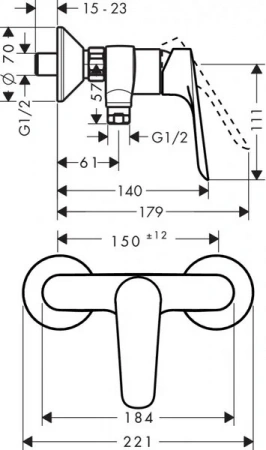 Фото смеситель для душа hansgrohe logis e 71610000_vstvo