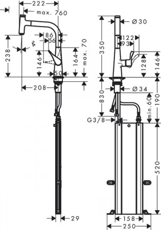 Фото смеситель для кухонной мойки hansgrohe metris select 73802000