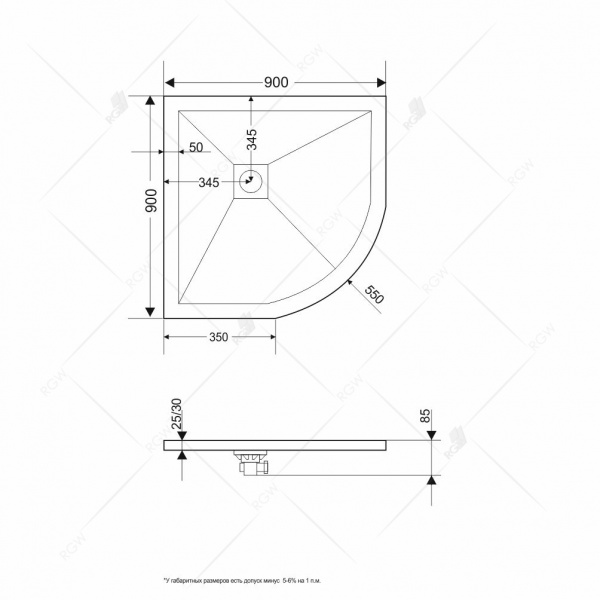 Фото поддон rgw st/r-0099g 90x90 см 16153099-02