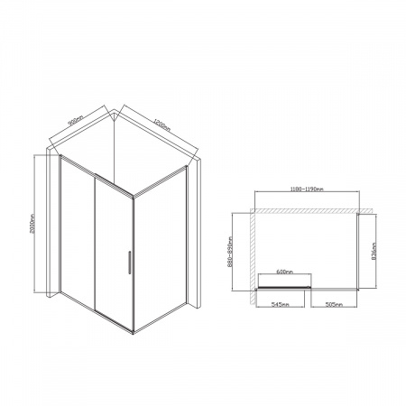 Фото душевое ограждение vincea slim-u 90x120 см  vsr-2su9012cl