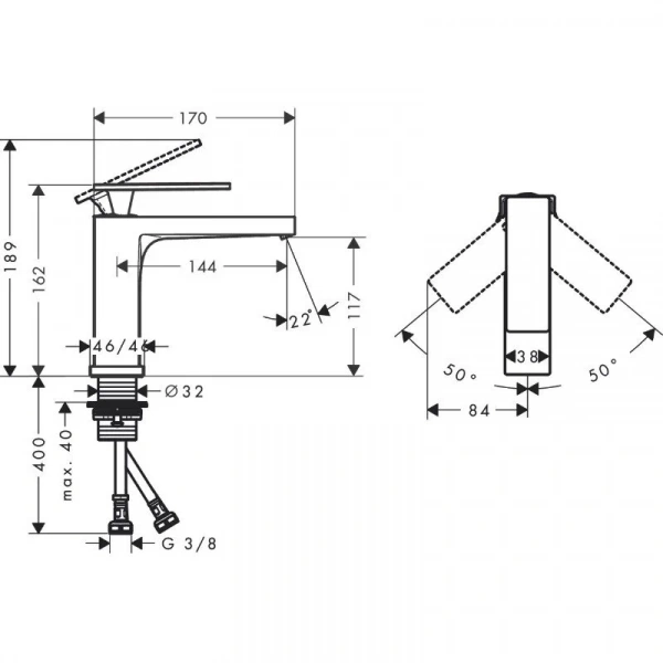 Фото смеситель для раковины hansgrohe tecturis e 73011000