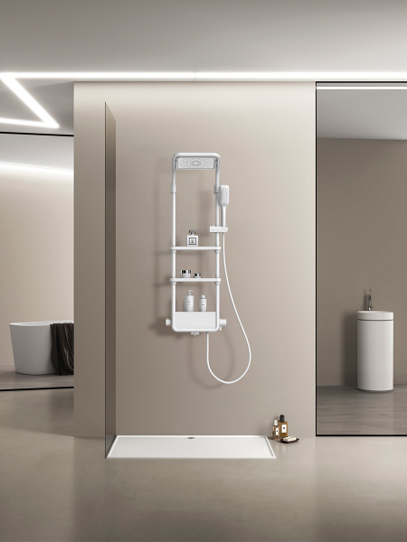 Фото душевая стойка aquame aqm8003w, цвет : белый