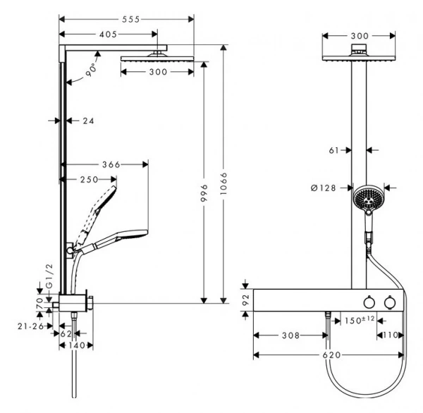 Фото душевая стойка hansgrohe raindance e 27364000