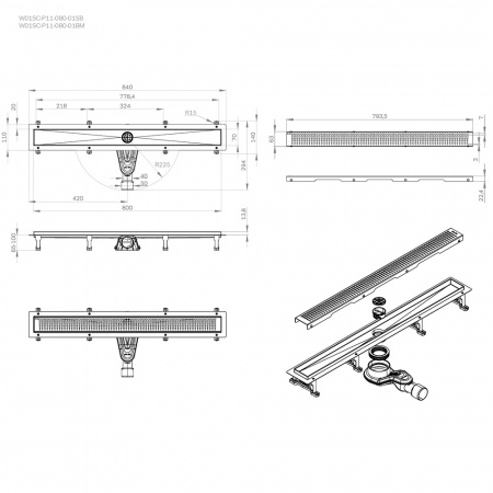 Фото душевой трап am.pm masterflow 80 см w01sc-p11-080-01sb