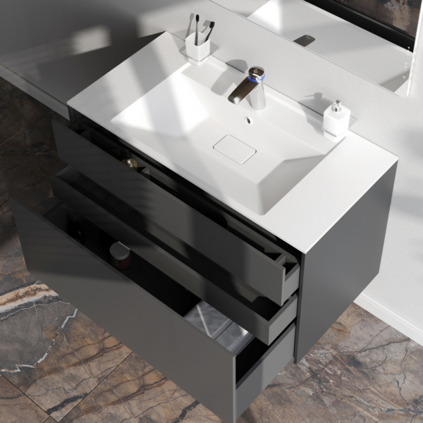 Фото тумба под раковину am.pm inspire v2.0  100 см цвет: графит m50afhx1003gm