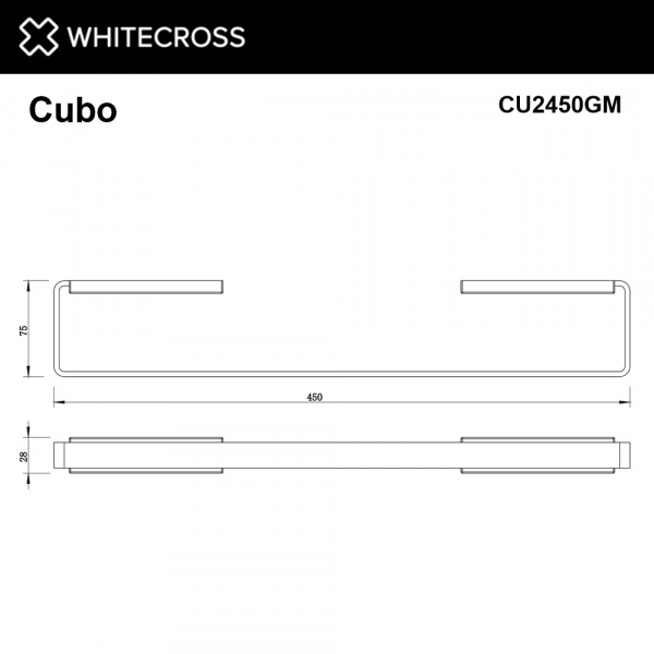 Фото полотенцедержатель 45 см whitecross cubo cu2450gm, цвет: оружейная сталь