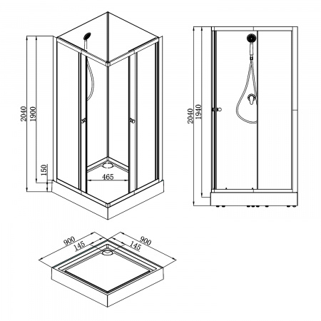 Фото душевая кабина loranto neo 90x90 см cs-21801-bp