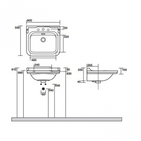 Фото раковина подвесная kerasan waldorf 60 см 4140k1bi/cr*3