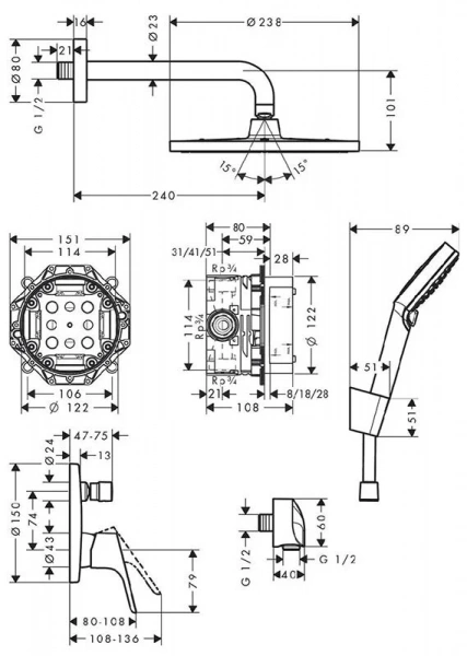 Фото душевая стойка hansgrohe  27958000