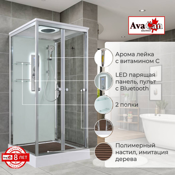 Фото душевая кабина avacan v2090led 90x90 см