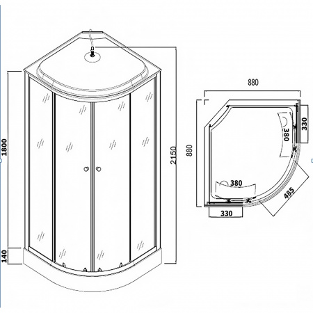 Фото душевая кабина loranto 88x88 см cs-881ed13tm/w-90