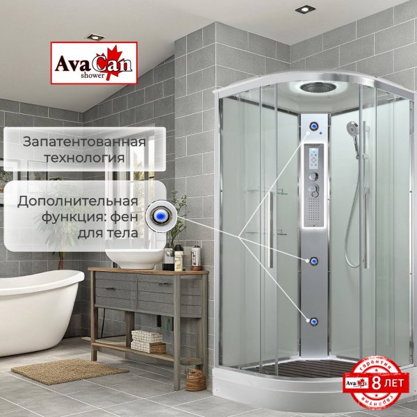 Фото душевая кабина avacan em2080ledt 80x80 см