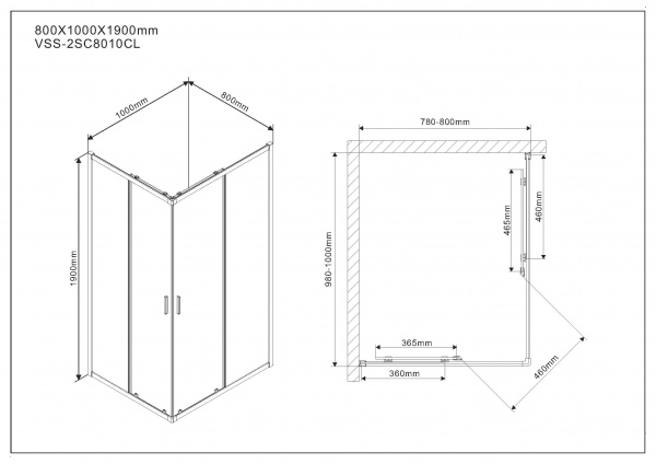 Фото душевой уголок vincea scala 100x80 см vss-2sc8010cl