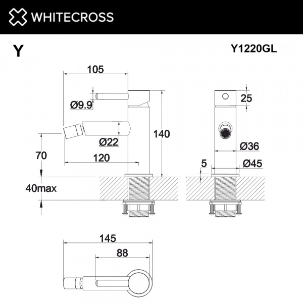 Фото смеситель для биде whitecross y y1220gl, цвет: золото