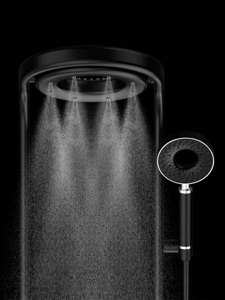 Фото душевая стойка aquame aqm8004b, цвет : черный