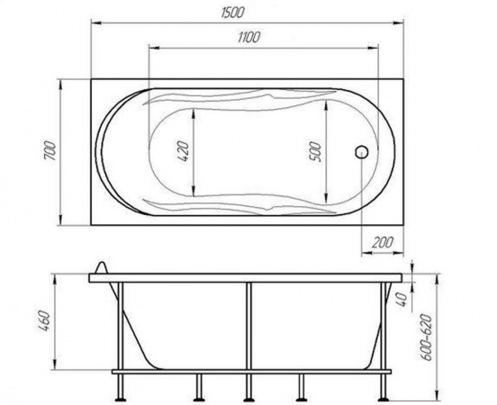 Фото акриловая ванна relisan daria 150x70 см