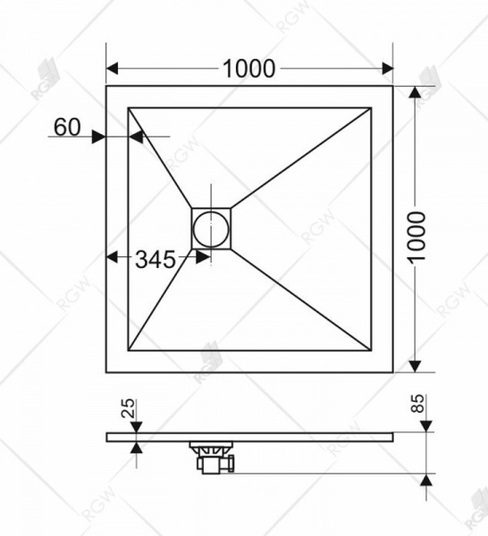 Фото поддон rgw st-0100w 100x100 см 16152010-01