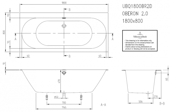 Фото акриловая ванна villeroy & boch oberon 180x80 см ubq180obr2dv-01