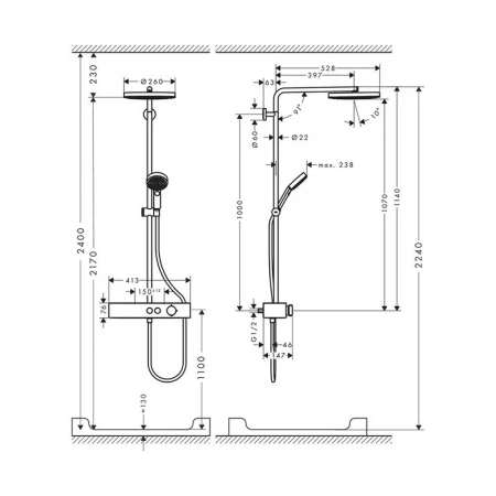 Фото душевая стойка hansgrohe pulsify 24220700