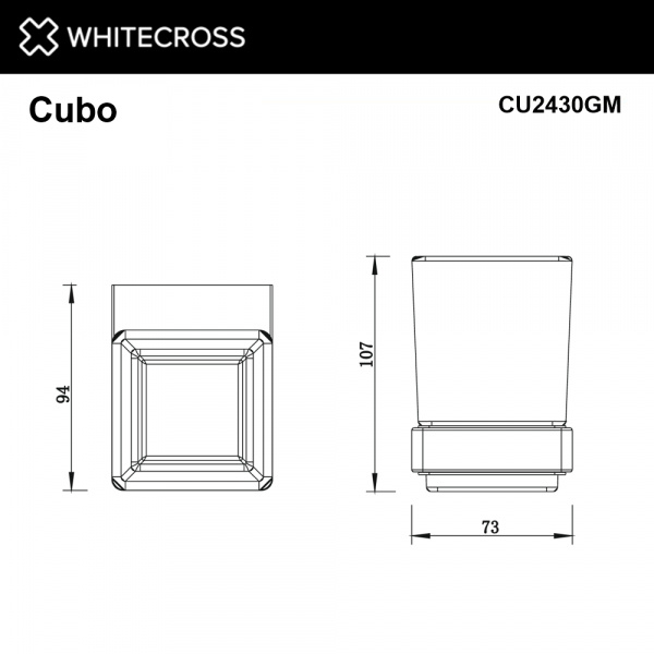 Фото стакан подвесной whitecross cubo cu2430gm, цвет: оружейная сталь