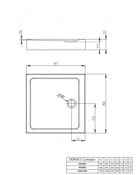 Фото поддон акриловый radaway doros c compact 100x100 см sdrc1010-05