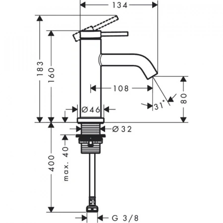 Фото смеситель для раковины hansgrohe tecturis s 73313140