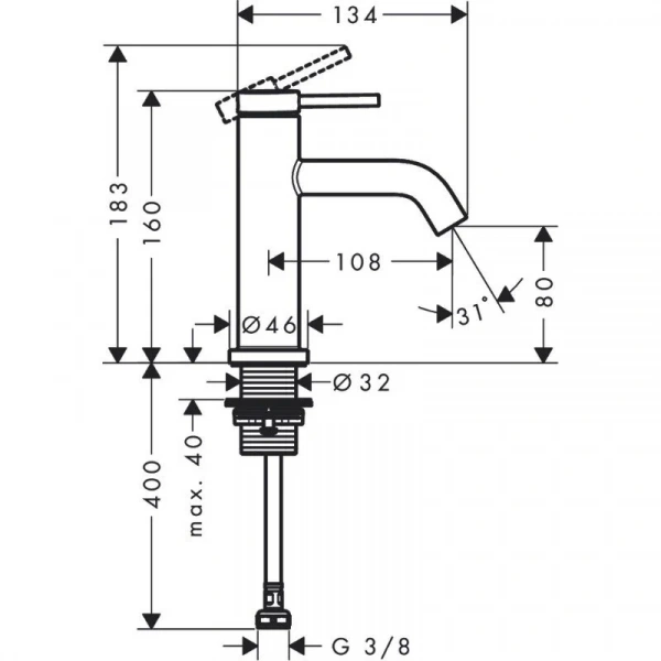 Фото смеситель для раковины hansgrohe tecturis s 73313000
