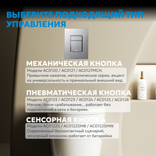 Фото клавиша смыва abber ac0123 хром глянцевый