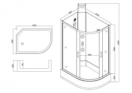Фото душевая кабина taliente  120x80 см ta-128cw(l)