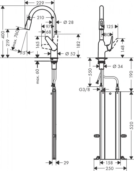 Фото смеситель для кухонной мойки hansgrohe focus 71820000