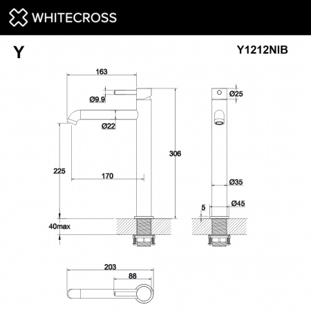 Фото смеситель для раковины whitecross y y1212nib, цвет: никель брашированный