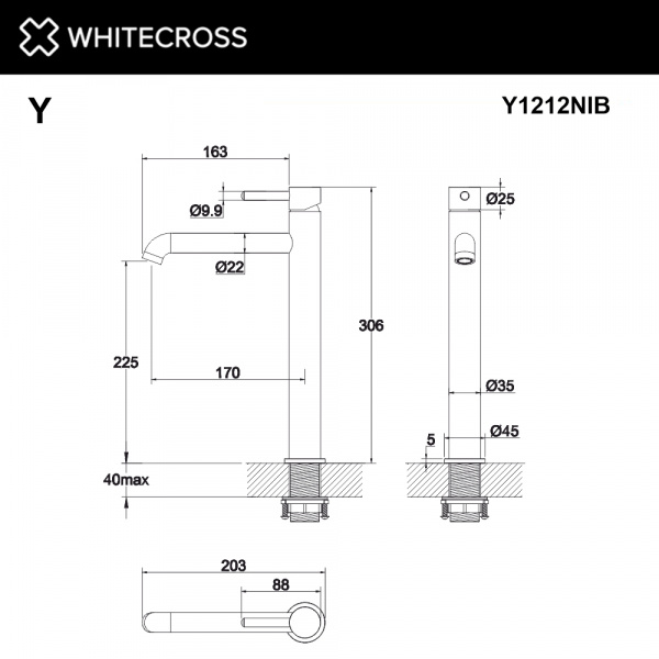 Фото смеситель для раковины whitecross y y1212nib, цвет: никель брашированный