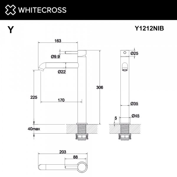 Фото смеситель для раковины whitecross y y1212nib, цвет: никель брашированный