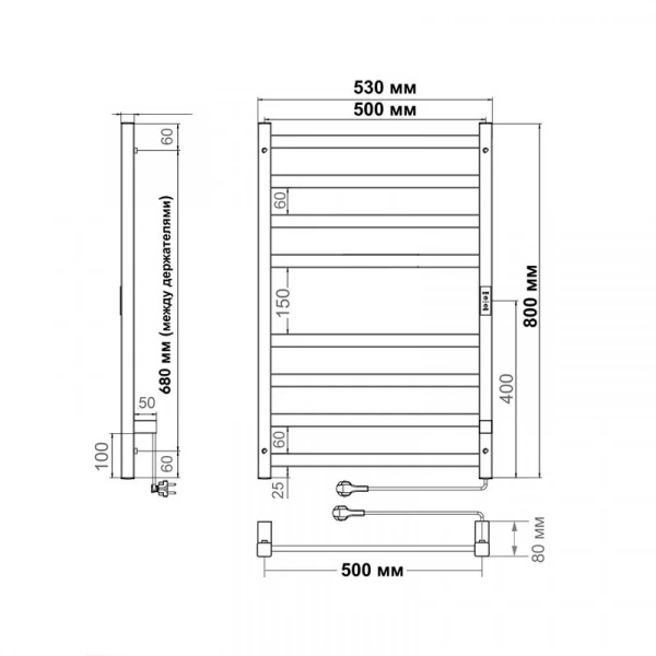 Фото электрический полотенцесушитель indigo oktava slim 80/50  lсloks3e80-50gfmrt