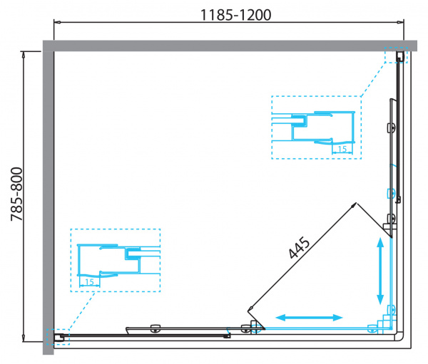 Фото душевое ограждение 	belbagno due 80x120 см due-ah-2-120/80-c-cr