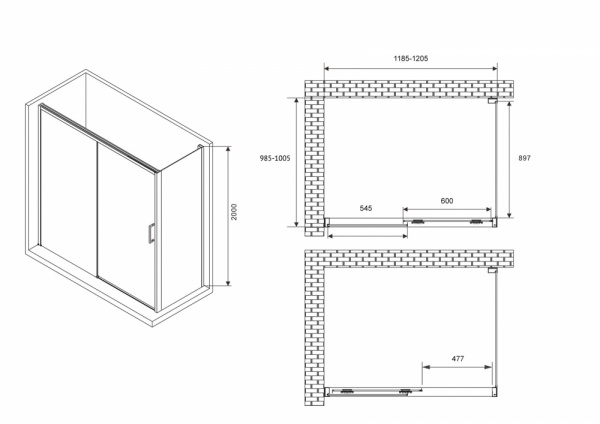 Фото душевое ограждение abber komfort ag93120b-s102b 120x100 см
