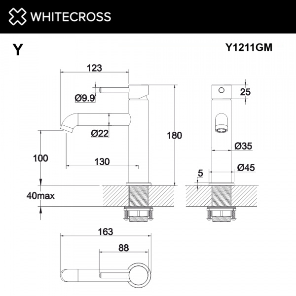 Фото смеситель для раковины whitecross y y1211gm, цвет: оружейная сталь